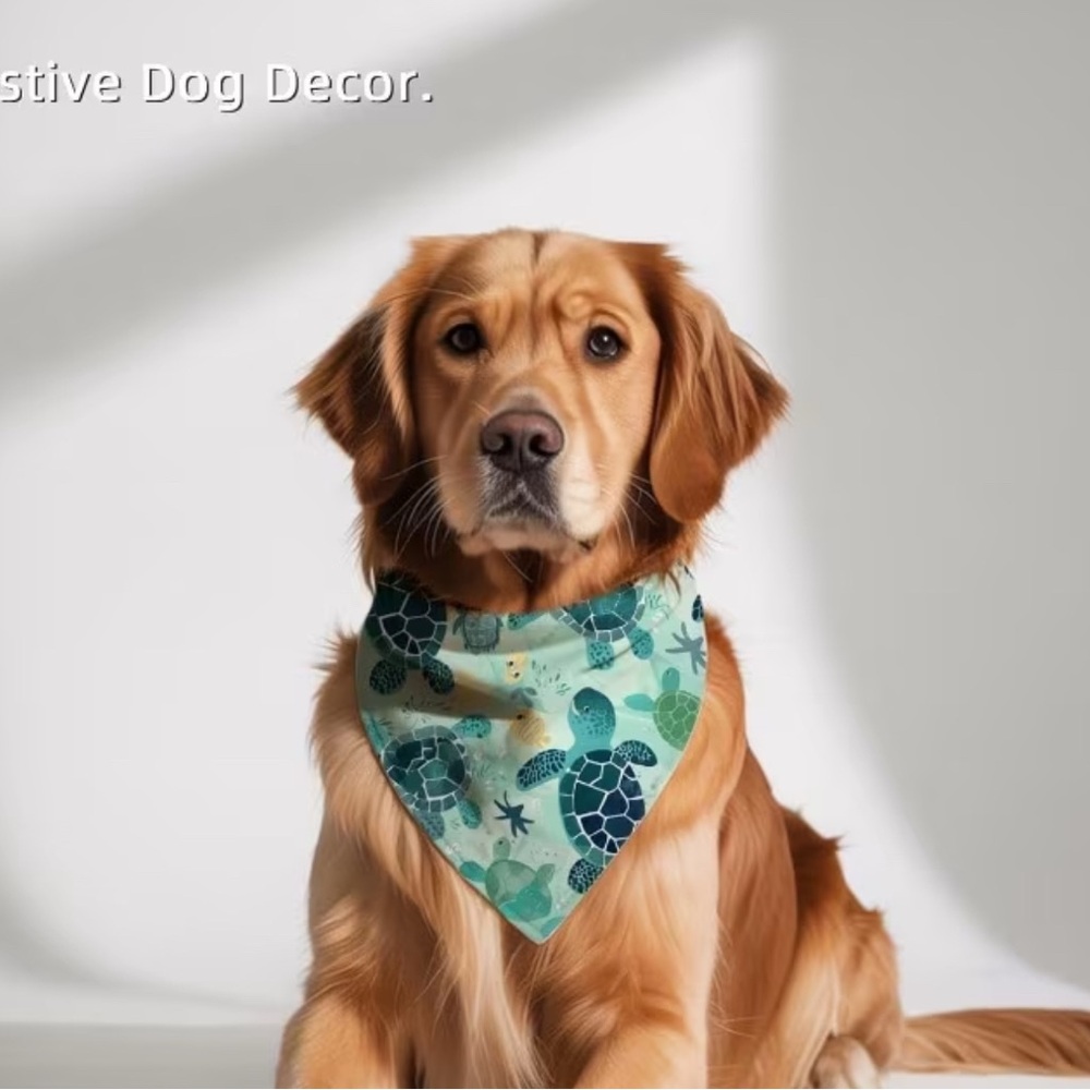 Turtle Print Dog Bandana (one size)